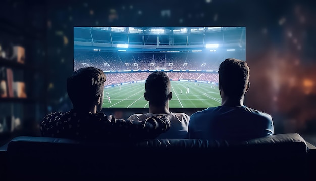 Männer schauen sich das Spiel im Fernsehen an