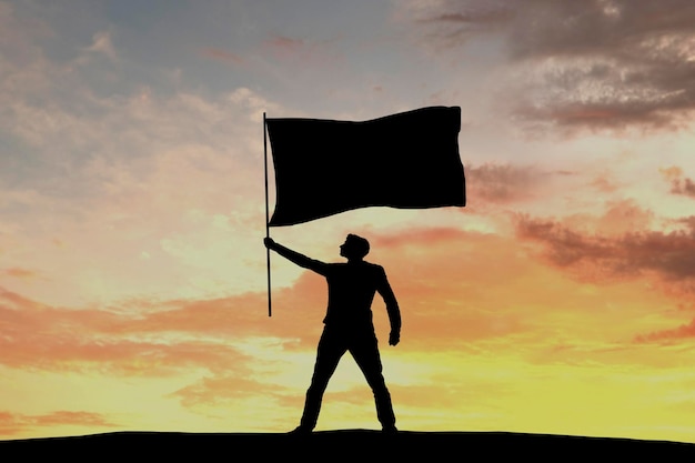 Foto männliche silhouette figur winkende flagge 3d-rendering