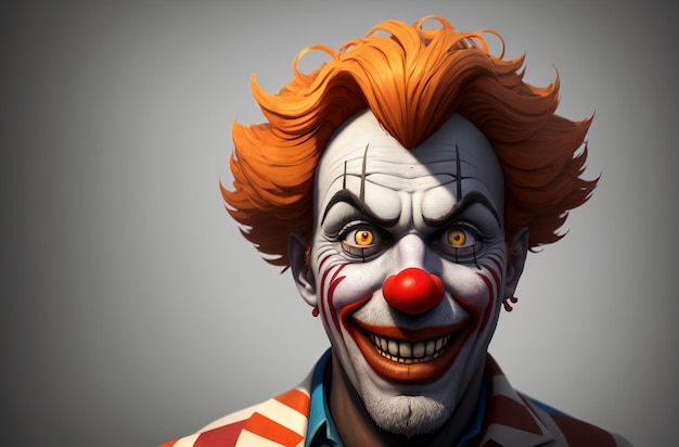 Männlicher Clown Porträt eines glücklichen Narren im hellen Stil Generative KI