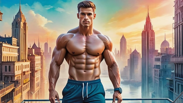 Männlicher Fitness-Typ männlicher Mann Bodybuilder Gewichtheber Muskeln sichtbar