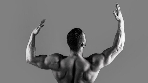 Männlicher nackter, gesunder muskulöser Kerl, Torso-Mann, ab. Muskulöser Rücken