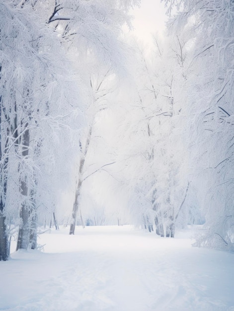 Märchenhafte schneebedeckte Winterwaldbilder mit Leerraum für Text professionelles Foto