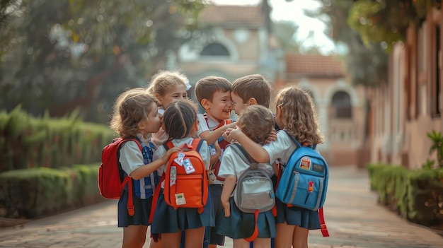 Maestra feliz primer día de escuela