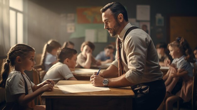 Maestra con niños en clase