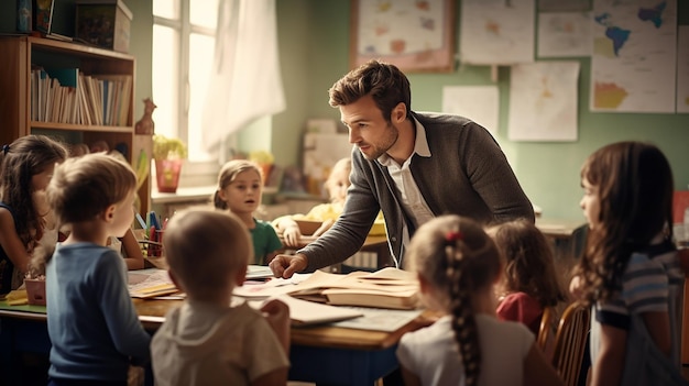 Maestra con niños en clase