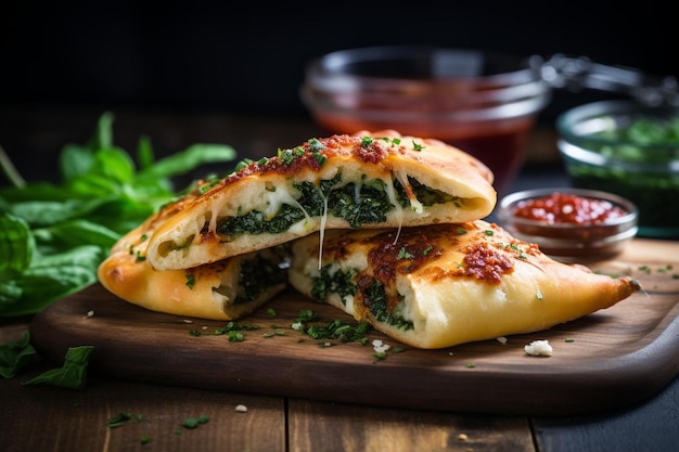 Foto maestría italiana culinaria artística calzone delicioso fotografía tradicional italiana calzone