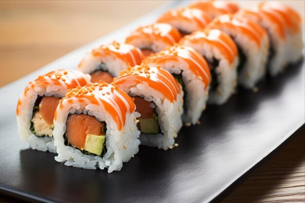 El maestro del arte del salmón Maki revela el rollo japonés de deliciosos sabores