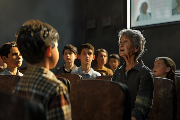 El maestro y los estudiantes en el ensayo del coro