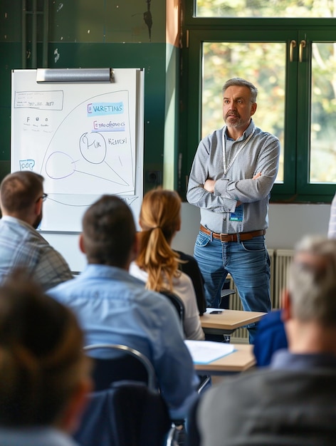 El maestro explica en clase