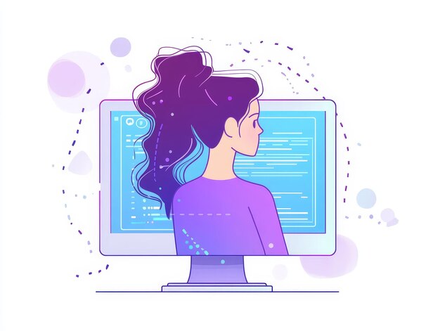 Un maestro inteligente emerge de la ilustración de la pantalla de la computadora
