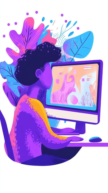 Un maestro inteligente emerge de la ilustración de la pantalla de la computadora