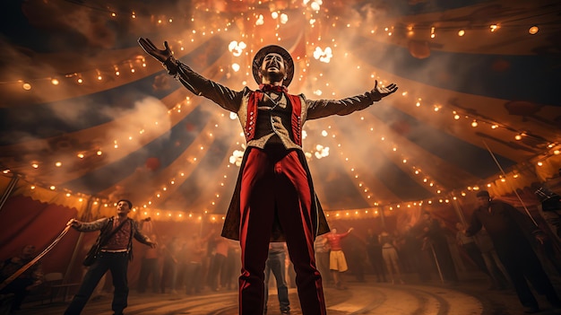 Foto el maestro de orquesta actuando en el circo