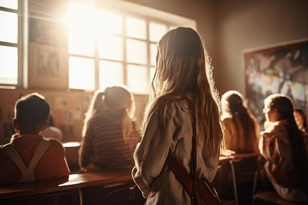 Un maestro que inspira a las mentes jóvenes en el aula