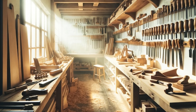 Foto los maestros carpinteros son un refugio de artesanía y creación