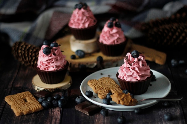 Magdalena de bluberry con galletas speculoos