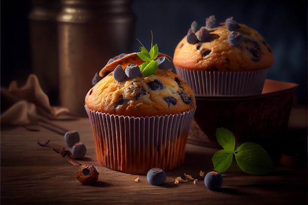 Magdalena de muffin con chispas de chocolate