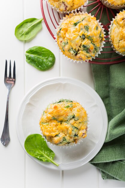 Magdalenas Con Espinacas, Batatas Y Queso