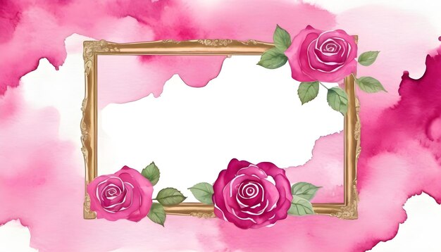 Magenta Rose Frame fundo floral