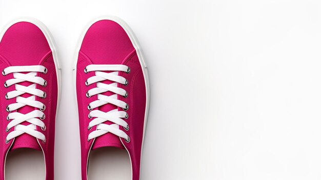 Magenta Sneakers zapatos aislados sobre fondo blanco con espacio de copia para publicidad