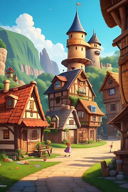 Mages of a Cartoon Village Hintergrund HD Bilder und Tapeten zum kostenlosen Download auf Png