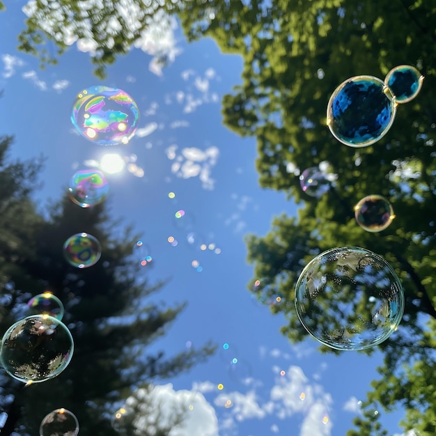 Foto la magia de las burbujas en movimiento, el encanto caprichoso.