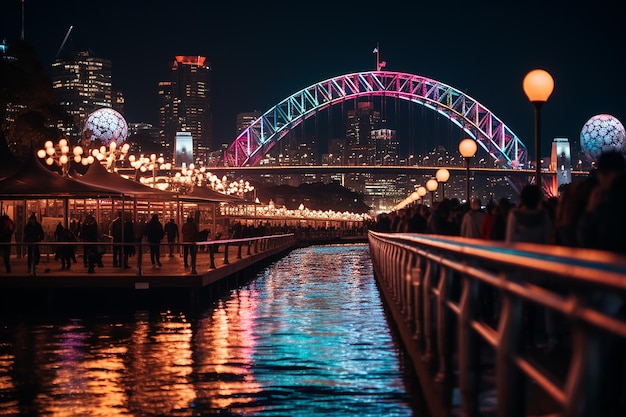 Foto magia da ponte iluminada