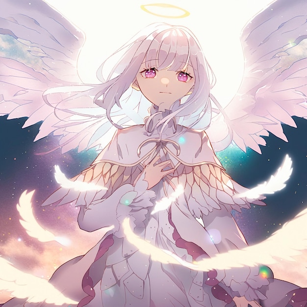 Anime Estilo Ilustração Anjo Menina Bonita Voando Céu imagem vetorial de  Malchev© 669699196