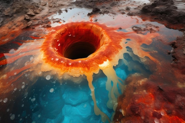 Foto magia mineral de perto de uma fonte geotérmica