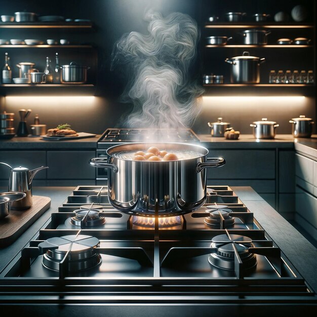 Foto la magia en la olla de la cocina de aromas y sabores