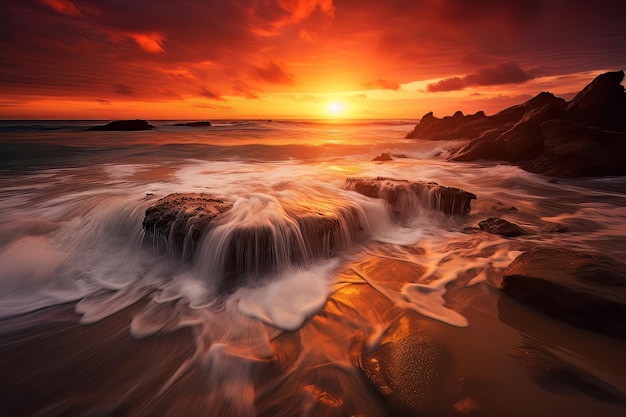 La magia de la puesta de sol junto a la playa fotos de paisajes