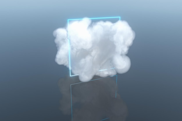 Magia rodea la nube flotando en el lago escena pacífica representación 3d