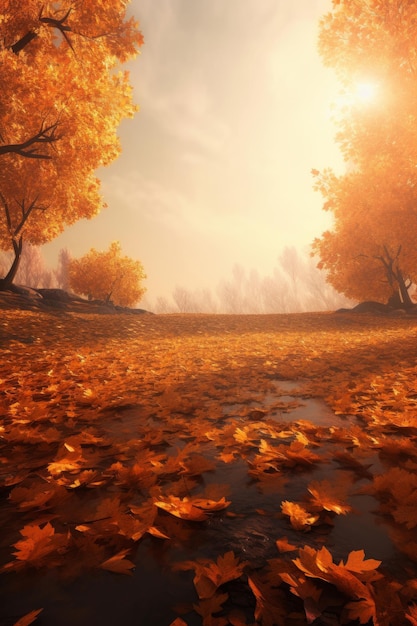 Magic Autumn Fall Hintergrund Illustration AI GenerativexA