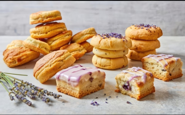 Magical Morning Pastries Eine Auswahl an bezaubernden Gebäckstücken wie Lavendel-Shortbread-Kekse