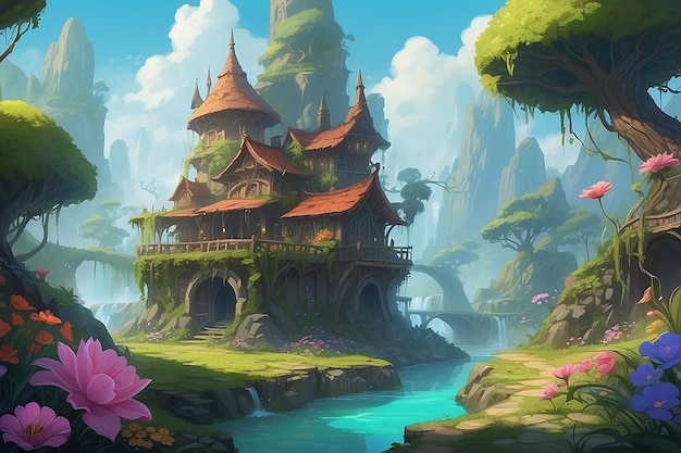 Magical Pappy Flowers Fantasy World Concept Art (Arte Conceitual do Mundo Fantástico das Flores Mágicas)