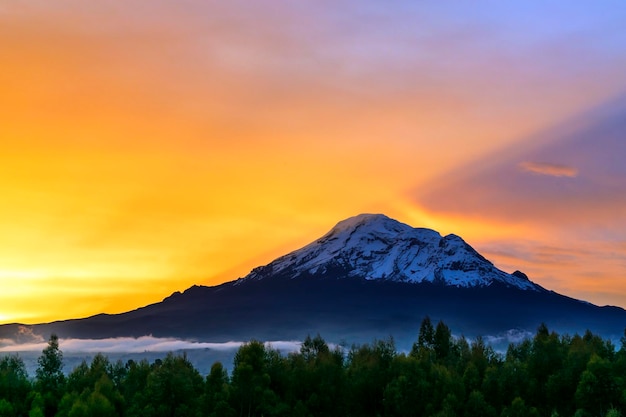 mágico atardecer junto al nevado chimborazo