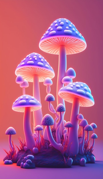 Magische Pilze und psychedelische Halluzinationen schillerndes Regenbogen-Trip-Kunstwerk abstrakt