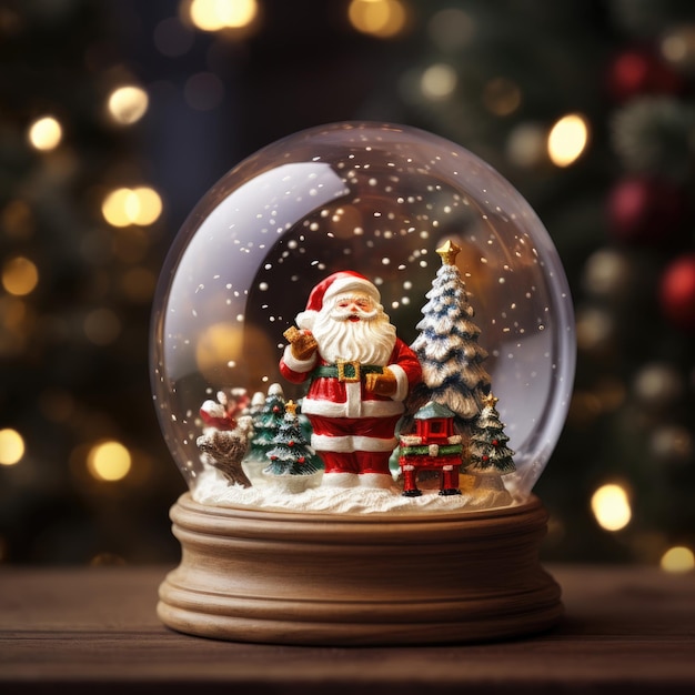 Foto magische schneekugel mit weihnachtsdekorationen generative ki