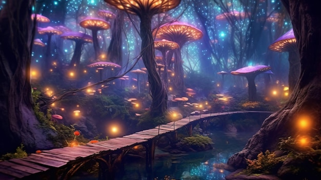 Magische Waldfunde Entdecken Sie die bezaubernde Vielfalt an Pilzen, die im Wald sprießen. Generative KI