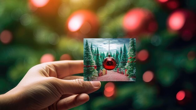 Magische Weihnachtspostkarte in grün-roten FarbenAi Generator