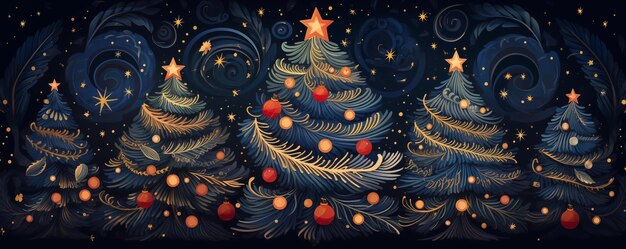 Foto magischer weihnachtsbaum in glitter schnee header banner hintergrund grüße abstrakte kunst illustration