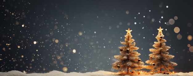 Foto magischer weihnachtsbaum in glitter schnee header banner hintergrund grüße abstrakte kunst illustration