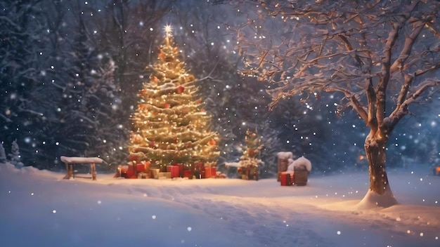 Magischer Winter an Weihnachten Weihnachtsfest-Hintergrund verschwommen Weihnacht-Huntergrund feierlich