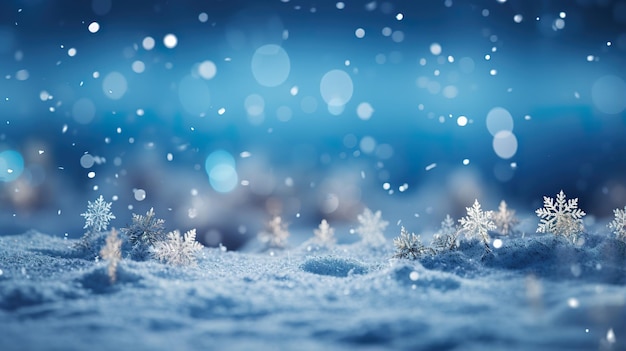 Magischer Winterhintergrund Close-up Schnee am blauen Himmel kalter Hintergrund für Weihnachten