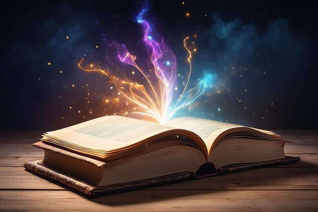 Magisches Buch mit magischem Licht geöffnet Bildung