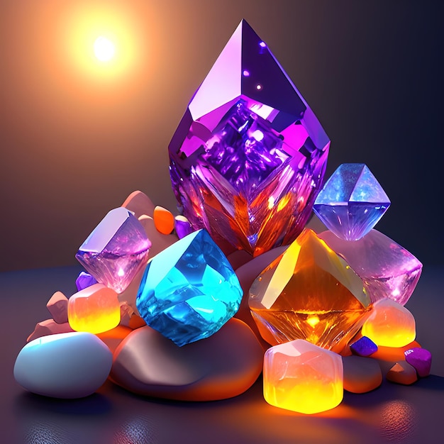 Magisches Kristalllicht und Edelsteine