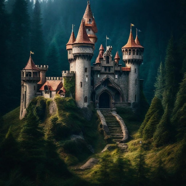 magisches Schloss natürliche Landschaft