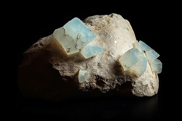 Foto magnesita piedra mineral fósil fósil cristalino geológico fondo oscuro de primer plano