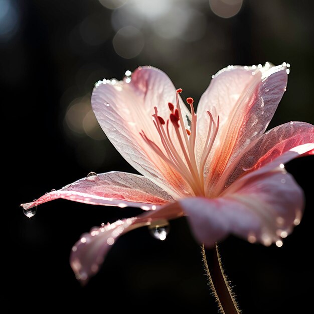 Magnífica flor solitaria en el sol de la tarde