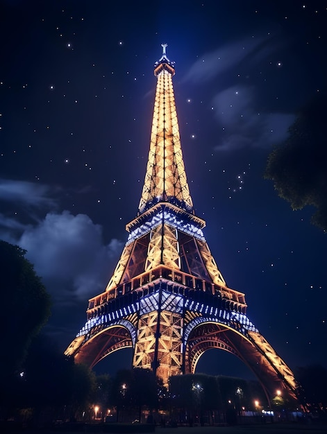 Foto magnífica fotografía del horizonte de la torre eiffel en parís