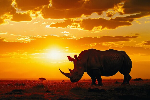 Una magnífica imagen de un rinoceronte blanco solitario generativo ai